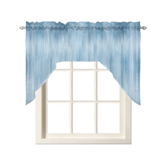 Light Blue Swag Valances for Windows, Modern Abstract Art Ombre Striped Rod Pocket Kitchen Curtain Light Filtering Topper Drape for Bathroom Cafe Bedroom Living Room Window Treatments, 56"Wx36"L
