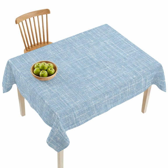 Light Blue Table Cloth 52x70 Inch Rectangle, Abstract Modern Farmhouse Solid Color Waterproof Tablecloth Oil Proof Washable Table Cover for Party Picnic Dining Camping