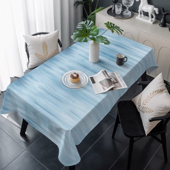 Light Blue Table Cloth Waterproof Tablecloths, Modern Abstract Art Ombre Striped Tablecloth Dining Table Cover for Kitchen Party Tabletop Outdoor, Rectangle Tablecloth 60x120 Inch