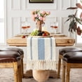 thumbnail image 1 of Light Blue Table Runner 72 inches Long Boho Macrame Table Runner for Home Decor, Farmhouse Table Runners with Tassels for Party Bohemian Rustic Bridal Shower Dining Decor 12x72 inches, 1 of 7