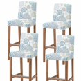 thumbnail image 1 of Light Blue Teal Coastal Bar Stool Cover Set of 4, Summer Beach Coral Shell Ocean Stretch Bar Chair Cover, Removable Washable Pub Counter Stool Chair Slipcover for Kitchen Dining Room Pub Cafe, 1 of 9