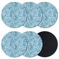 thumbnail image 1 of Light Blue Teal Coasters Set of 6, Absorbent Coasters for Drinks, Retro Botanical Abstract Art Coaster for Desk Coffee Table Protection, Home Decor House Warming Gifts 4", 1 of 8