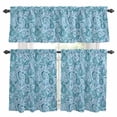 thumbnail image 1 of Light Blue Teal Kitchen Curtains Sets for Windows 24 Inch Length, Retro Botanical Abstract Art Rod Pocket Window Treatments Tier Curtains and Valances Set for Bedroom/Bathroom, 1 of 8