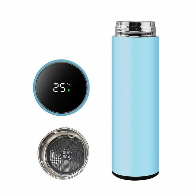 (Light Blue) Temperature Display Smart Thermos Cup