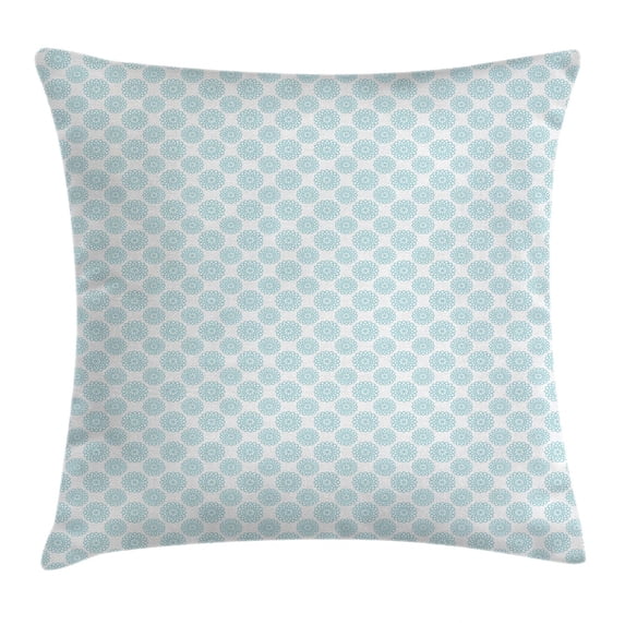 Light Blue Throw Pillow Cushion Cover, Elliptical Shapes with Star Like Symbols Inside Wavy Bold Chain Pattern, Decorative Square Accent Pillow Case, 24 X 24 Inches, Light Blue White, by Ambesonne