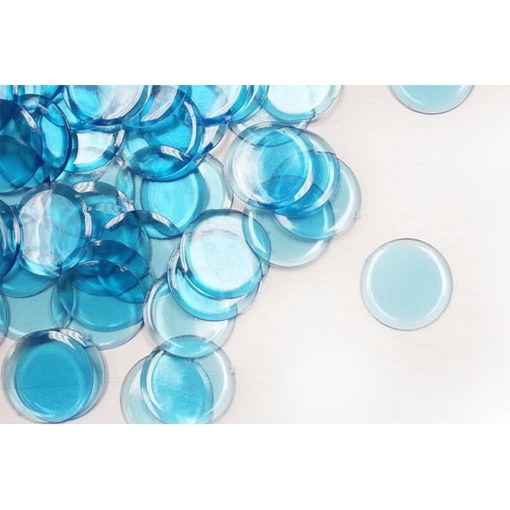 0.75 inch Light Blue Translucent Plastic Scratcher Chips, Penny Size, 25 Count by My Scratch Offs