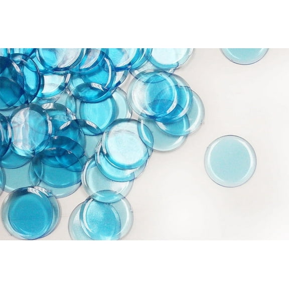 My Scratch Offs 0.75" Light Blue Translucent Plastic Scratcher Chips, Penny Size, 25 Count