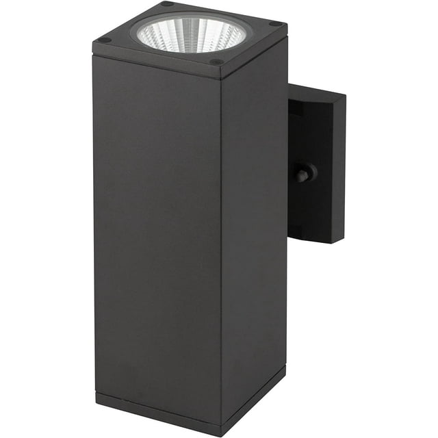 Light Blue USA Modern Outdoor Porch Light Patio Light 24W 3 Color 3000K/4000K/5000K Selectable 2600LM Dual Up and Down Lights, Waterproof Wall Sconce Matte Black