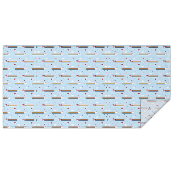 Light Blue Unicorn Rainbow Pattern Rectangle Tablecloth 60"x120",Waterproof Polyester Rectangle Table Cloth, Wipeable Spillproof Polyester Tablecloth for Dining, Camping, Indoor and Outdoor
