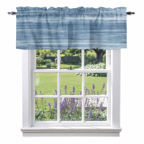 Light Blue Valance Curtain for Windows Modern Abstract Gradient Blue Lines Texture Rod Pocket Curtain Valances Short Window Treatments Panels for Kitchen Bathroom Laundry Room Basement 60 x 18 Inch