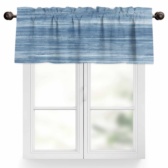Light Blue Valances for Windows Modern Abstract Gradient Blue Lines Texture Valance Curtains Rod Pocket Bathroom Small Window Treatments for Kitchen Living Room Bedroom, 42"x12"