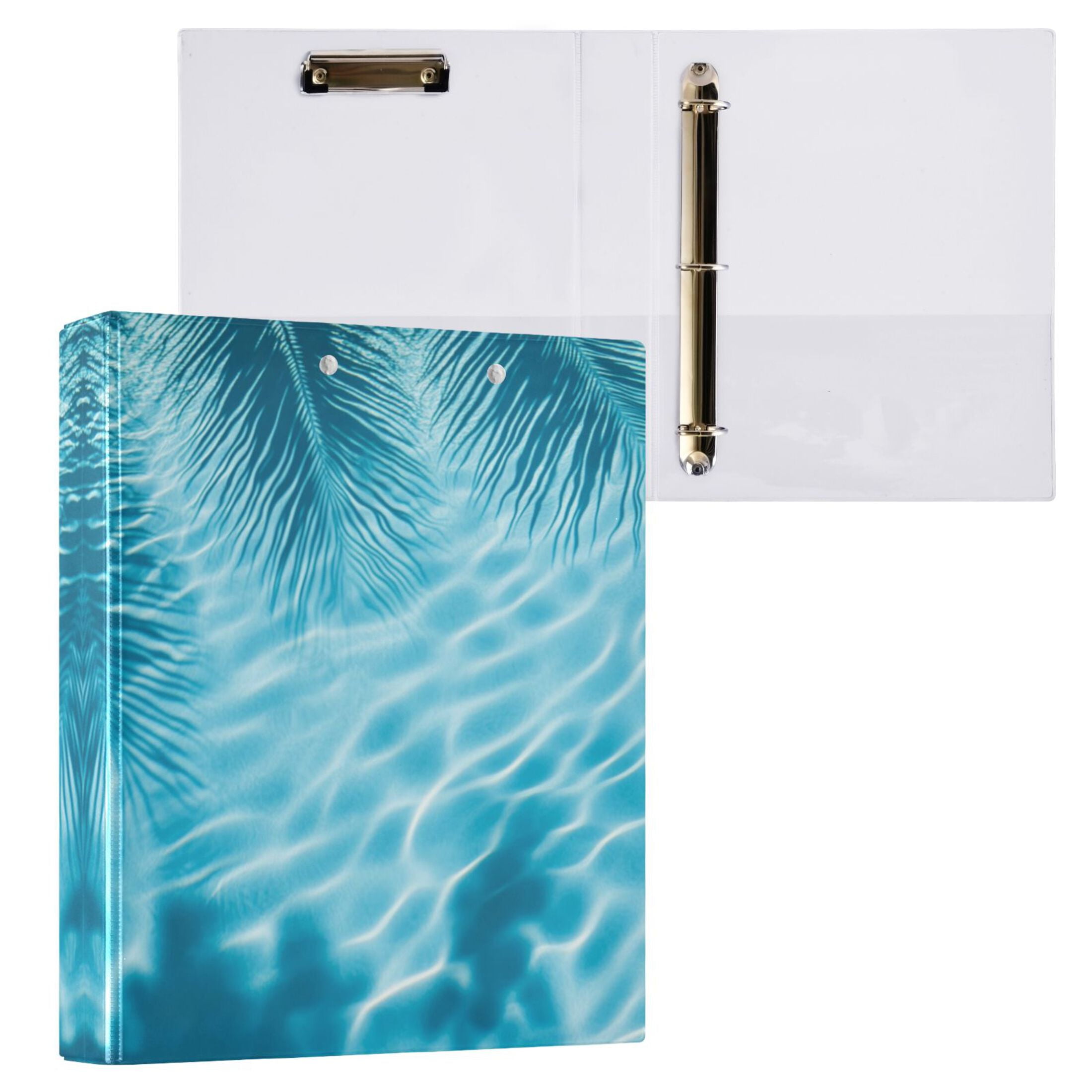 Light Binders Light Blue Water Ripples 3 Ring Hardcover Binders 1.5in Round Rings for ...