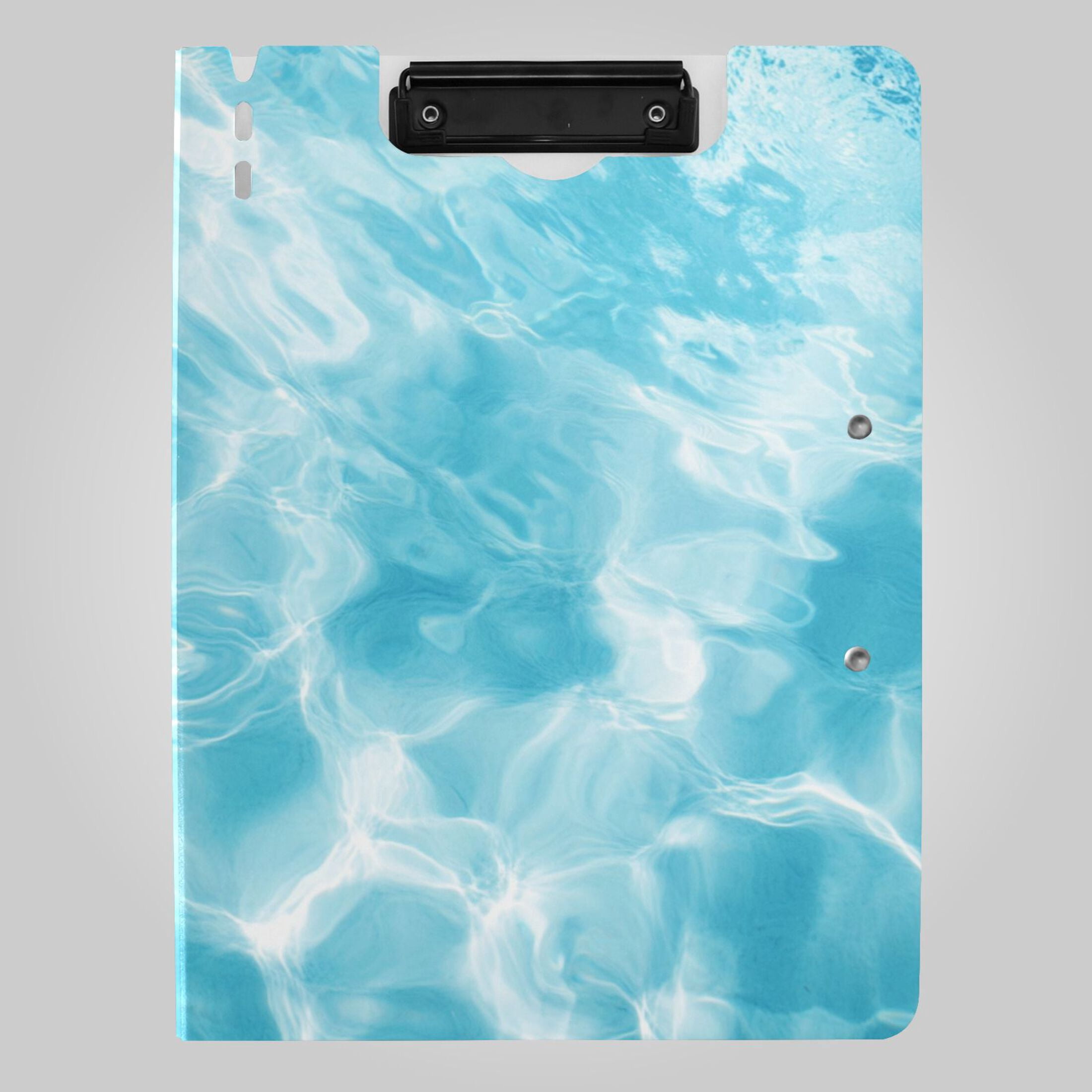 Light Blue Water Texture Foldable Binder Folder Clipboard with Pen Slot ...