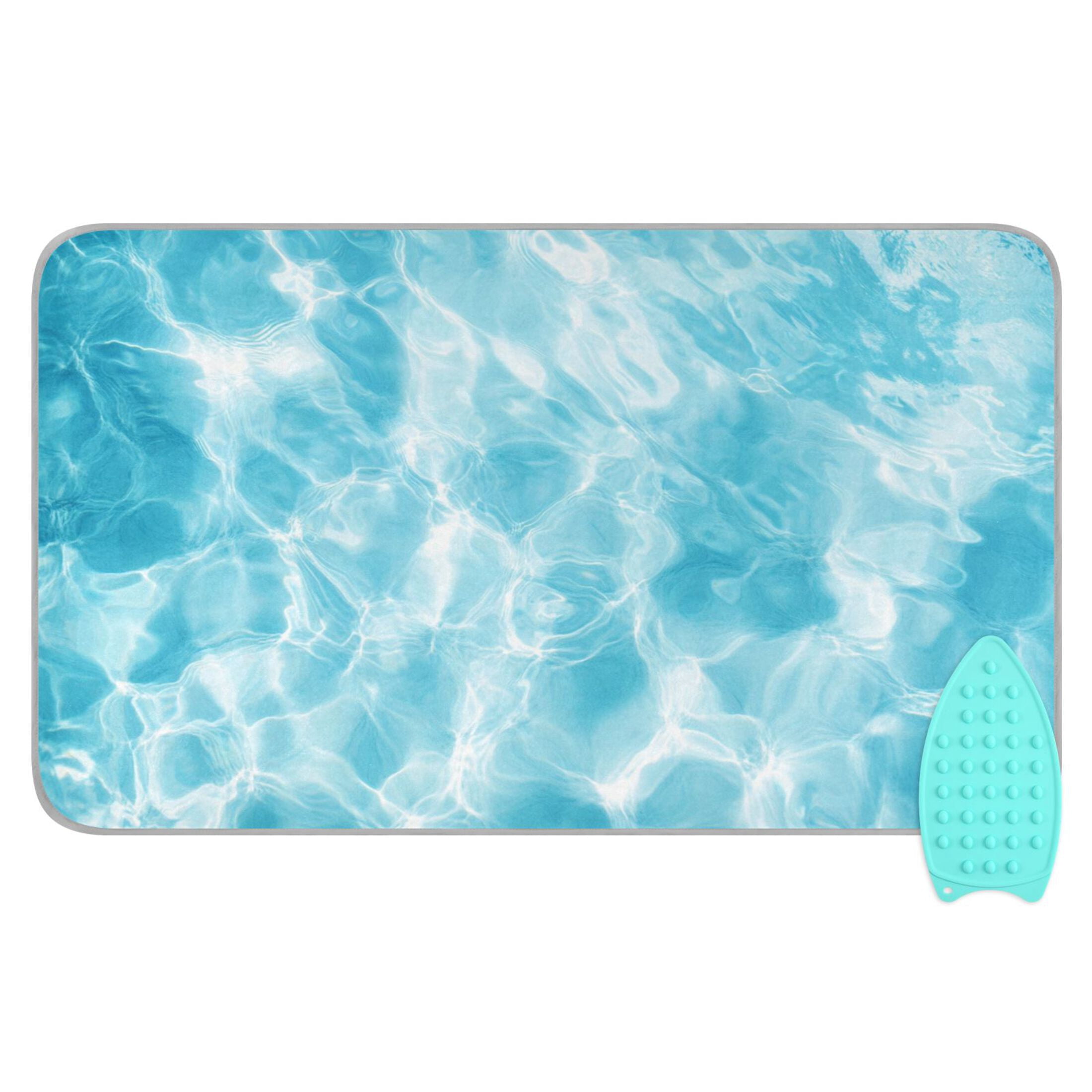 Light Blue Water Texture Ironing Mat Blanket Portable Travel Ironing Pad Heat Resistant Pad 47.2" x 27.6”