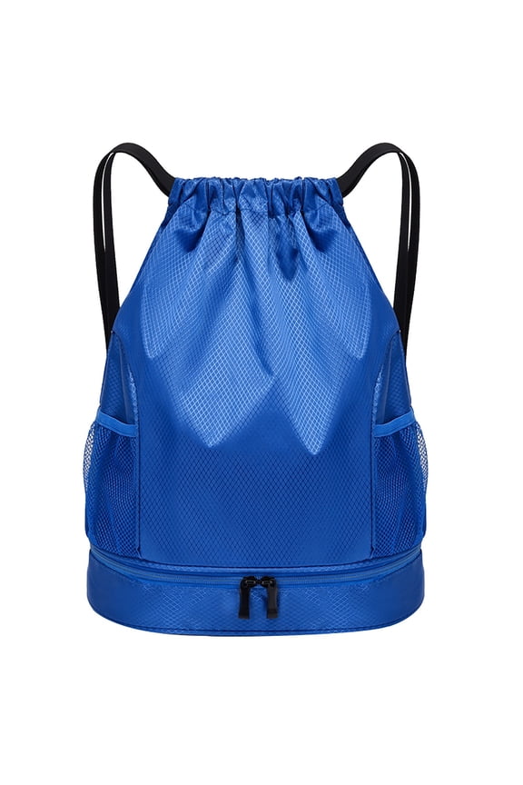 Light Blue Waterproof Drawstring Backpack With Bottle Pocket, By Meiiso, Large Inventory!