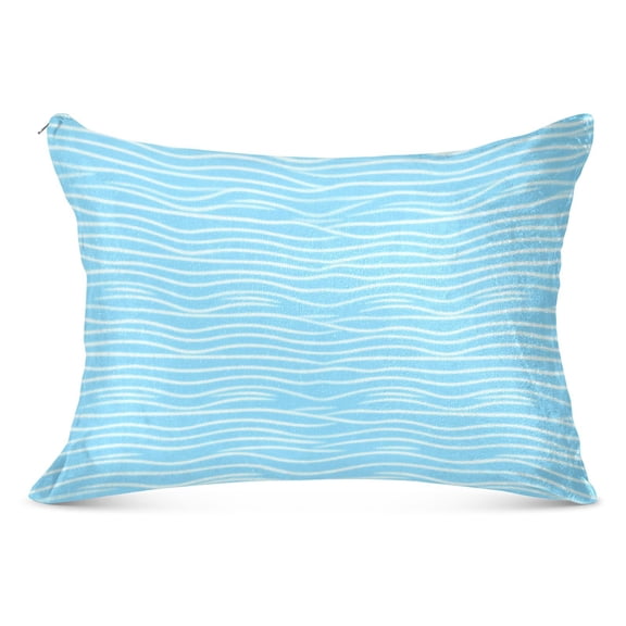 Light Blue Waves Pattern 20x26" Standard Plush Pillow Case, Zippered Hypoallergenic Bed Pillowcase