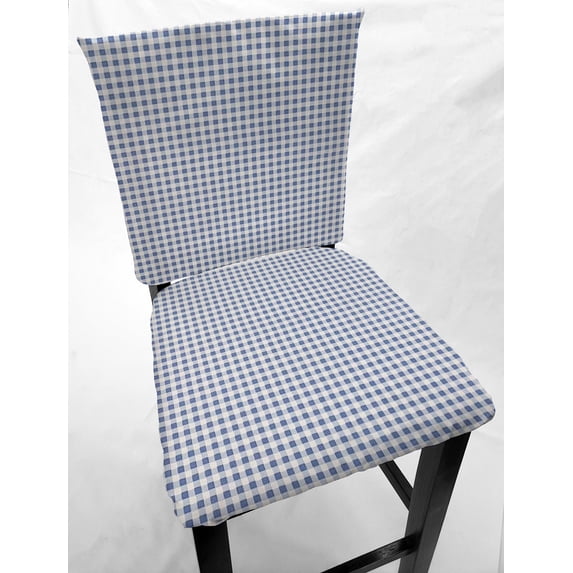 Light Blue & White Checked Gingham Dining Room Chair Back Covers or Seat Covers by Penny's Needful Things (Both Chair Back & Seat Cover) (19 W x 14 H CHAIR BACK)