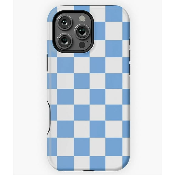 Light Blue White Checkered Pattern N7191 Phone Case for iPhone 17 16 15 14 13 12 11 Pro Max