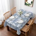 thumbnail image 1 of Light Blue White Leaves Table Cloth Waterproof Tablecloths, Spring Pastoral Rustic Botanical Tablecloth Dining Table Cover for Kitchen Party Tabletop Outdoor, Rectangle Tablecloth 60x102 Inch, 1 of 9