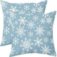 thumbnail image 1 of Light Blue White Winter Snowflakes Pillow Covers 18x18 Set of 2 Christmas Print Decorative Throw Pillows Outdoor Farmhouse Xmas Holiday Seasnoal Pillowcases Cushion Case Decor for Home Sofa Couch Bed, 1 of 4