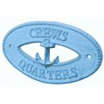 thumbnail image 1 of Light Blue Whitewashed Cast Iron Crews Quarters with Anchor Sign 8" - Metal Wall Plaque - Cast Iron Nautical Decor Sign, 1 of 7