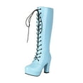 thumbnail image 1 of Light Blue Women Boots With Fold Over Design Comfortable For Versatile Style, 1 of 7