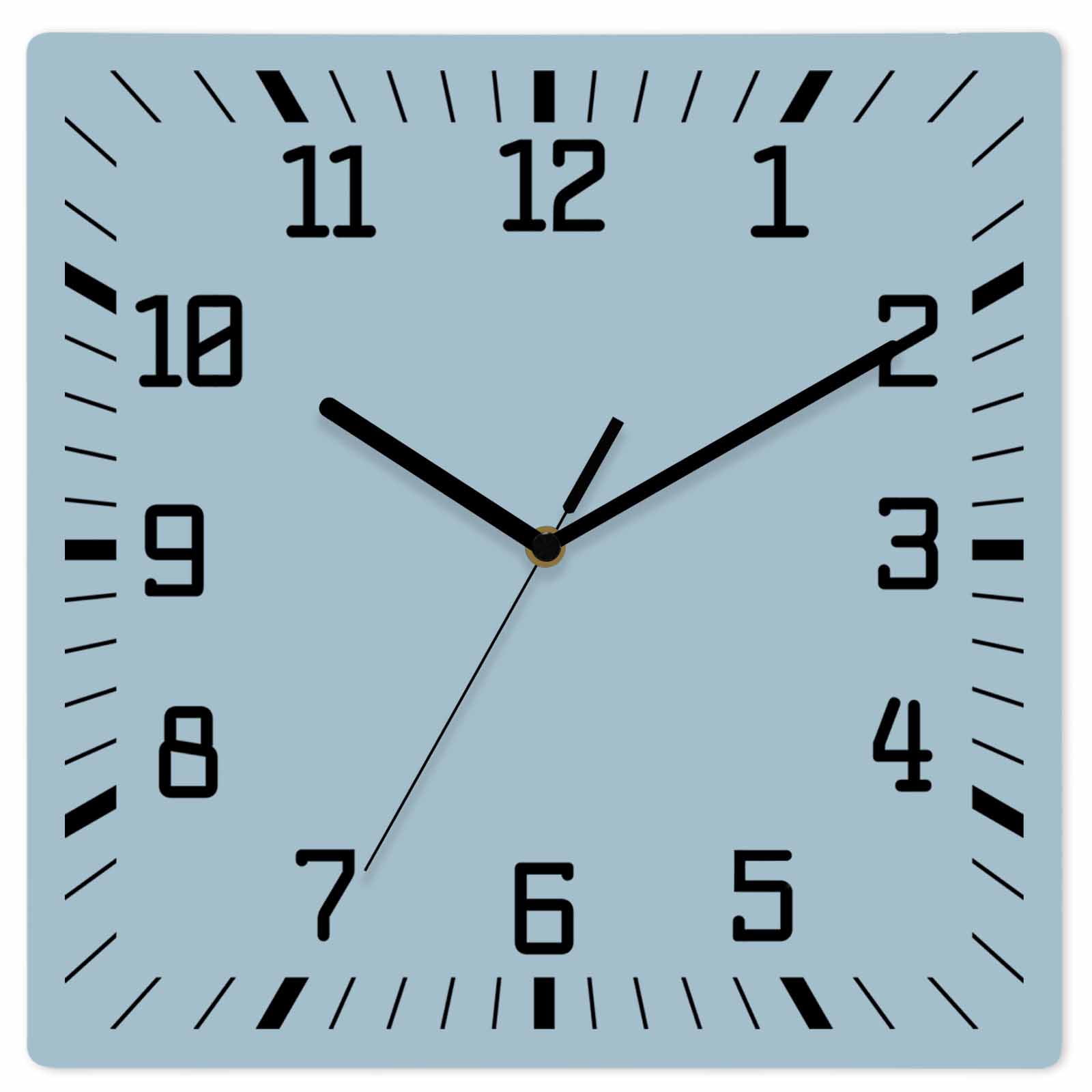 Light Blue Wooden Wall Clock Silent Non Ticking, Farmhouse Solid Blue ...