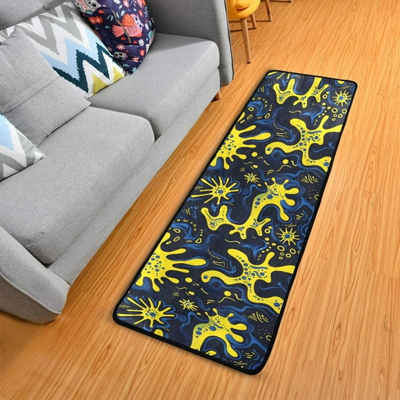 Light Blue Yellow Splashes Hallway Runner Rug 2'X6' Non-Slip Washable Carpet Runner Kitchen Entryway Laundry Bedroom