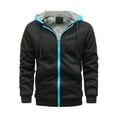 thumbnail image 1 of Light Blue Zip up Hoodie Men's and Winter Loose Casual Fleece Thickened Hooded Sweatshirt Jacket, 1 of 4