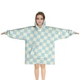 thumbnail image 1 of Light Blue and Cream Checkered Pattern Blanket Hoodies for Kids 6-13YR Oversize Wearable Blanket Hoodies for Boys Girls Teens, 1 of 7