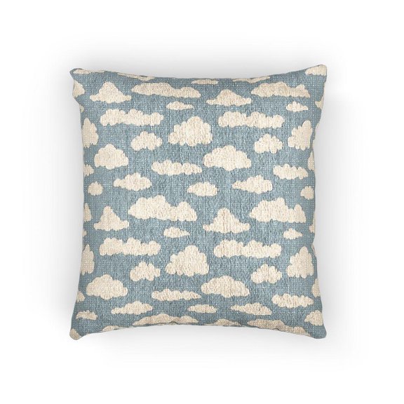 Light Blue and White Scattered Cloud Decorative Woven Pillow, 17 x 18 in, Sofa Accent