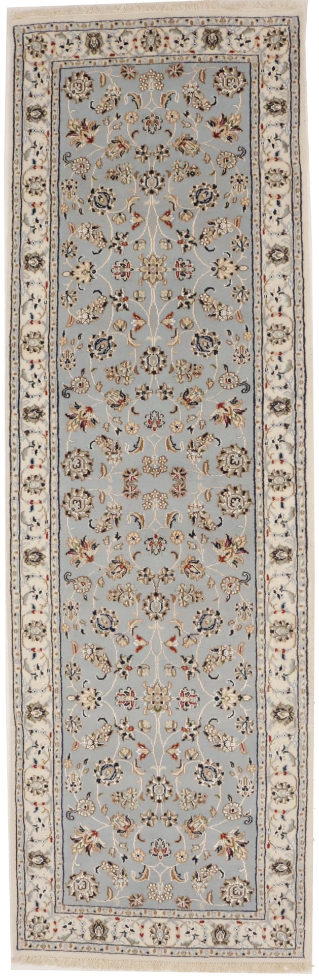 Light Blue-gray Floral 3X8 Indo-Nain Oriental Runner Rug - Walmart.com