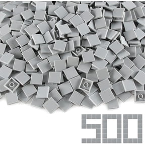 Light Bluish Gray 22 Tile 500 Parts and Pieces Flat MOC Bricks, Bulk Building Blocks for Smooth Surface Wall Floor, Toy Accessories Compatible with Major Brands