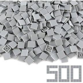 Light Bluish Gray 22 Tile 500 Parts and Pieces Flat MOC Bricks, Bulk Building Blocks for Smooth Surface Wall Floor, Toy Accessories Compatible with Major Brands