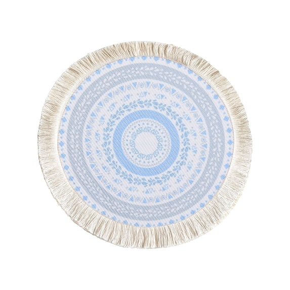 Light Bohemian Style Woven Cotton Meal Pad Fabric Tassel Kitchen Table Centerpiece Plate Mat Set Woven Small Dining Table Set for 4 Teal Kitchen Table round Set for 4 Kitchen Table Place Mats