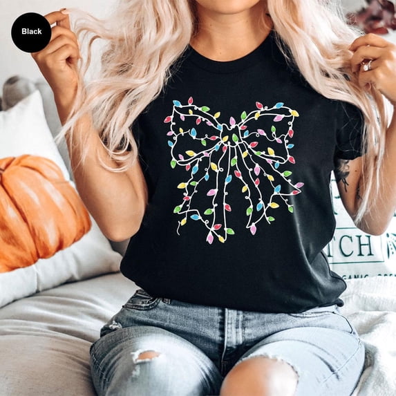 Light Bow Shirt, Coquette Bow T-Shirt, Light Shirt, Coquette Bow T-Shirt, Gifts, Party, SL3475