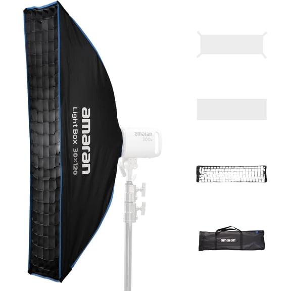 Light Box 30120 Softbox,Foldable One-snap Quick-Setup Narrow Rectangular Bowens Mount softbox for 60/100/200 /150c 300c(Light Box 30x120)