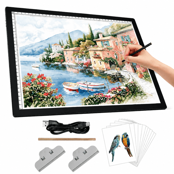 Elice Rechargeable A3 Light Box with Clips, Rechargeable Light Box 3 Colors Temperature & 6-Level Stepless Dimming Table for Diamond Painting Drawing for Artists,Drawing,Sketching,Animation