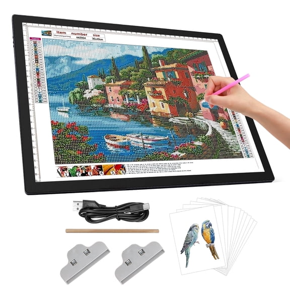 Elice Rechargeable A3 Light Box with Clips, Rechargeable Light Box 3 Colors Temperature & 6-Level Stepless Dimming Table for Diamond Painting Drawing for Artists,Drawing,Sketching,Animation