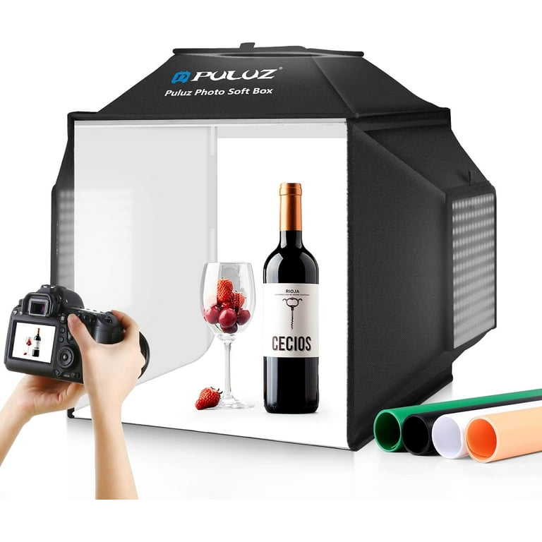 Light Box Photography 20x20 inch Portable Photo Studio Light Box Professional Dimmable Quick Charge USB C Photo Booth with 160 LED Lights 12 Color Backdrops Photo Box for Product Photography Walmart.c...