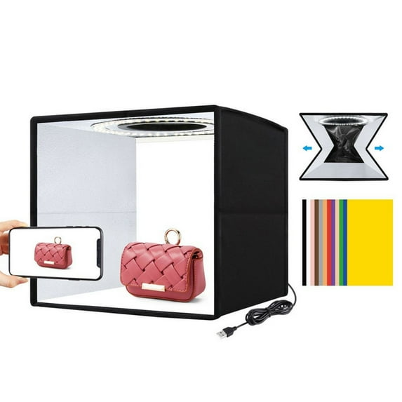 Light Box Photography, Foldable Photo Studio Box 10" Photo Box with 96 High Color Rendering Index LED Lights, 6 PCS Background Paper for Advertising Photography Lighting Tool