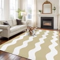 thumbnail image 1 of Light Brown 5x7 Area Rugs for Living Room, Sea Wave Ripple Stripe Non Slip Floor Mat Washable Low-Profile Indoor Carpet for Bedroom, Dining Room, Bathroom, 1 of 9