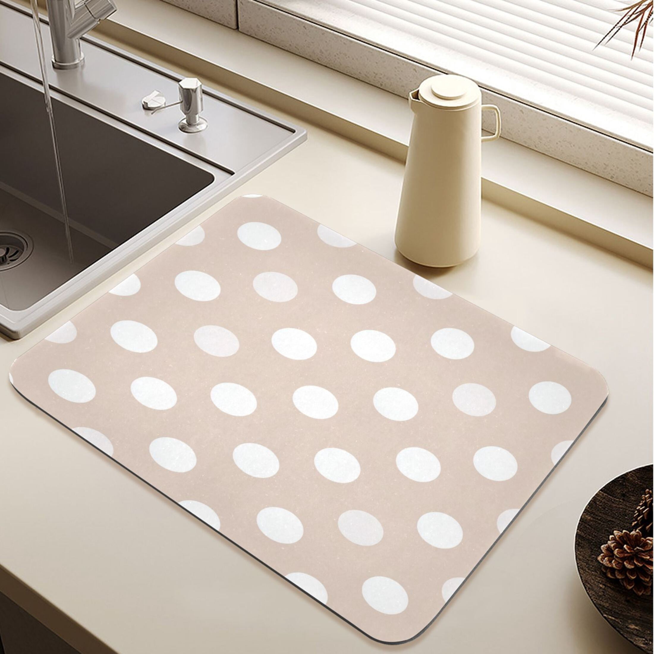 Simple Light Fall Background Light Brown Background White Dots Diatomite Dish Drying Mat Drain Pad ...