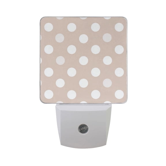 Light Brown Background White Dots LED Night Light Sensor Lamp Plug-in Adjustable Brightness 2 Pack