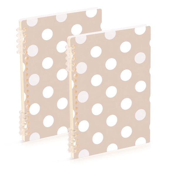 Light Brown Background White Dots Notebook Detachable Coil Notebook Diary Plan Book A5 Size 60 Pages 1 Pack
