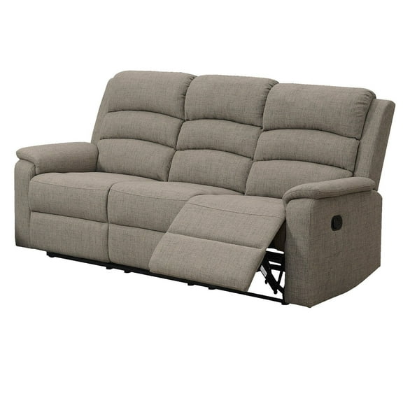 Light Brown Burlap Fabric 1pc Motion Recliner Sofa Plush Cushion Couch Living Room Furniture