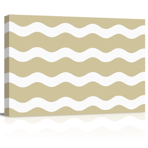 Light Brown Canvas Print Wall Art Sea Wave Ripple Stripe Pictures Painting Morden Artwork for Living Room Bedroom, Ready to Hang - 12"x16"