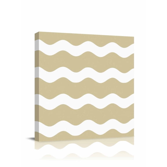 Light Brown Canvas Wall Art, Sea Wave Ripple Stripe Framed Wall Decor Modern Artwork Prints Painting for Living Room, Bedroom, Kitchen & Cafe Decor 20x20 Inch