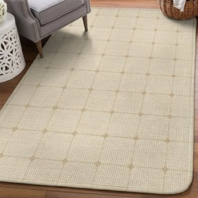 Light Brown Checkered Area Rugs for Living Room 5x6, Modern Minimalist Geometric Grid Lines Plaid Washable Area Rug Non Slip, Stain Resist Linen Carpet for Bedroom, Dining Room, Entryway, Entrance