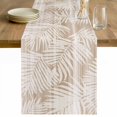 thumbnail image 1 of Light Brown Coastal Palm Leaves Cotton Linen Rectangle Table Runners 13"x90", Summer Botanical Tropical Coffee Table Runner Dresser Scarves Luxury Table Runners for Wedding Party Banquet Dinner Decor, 1 of 8